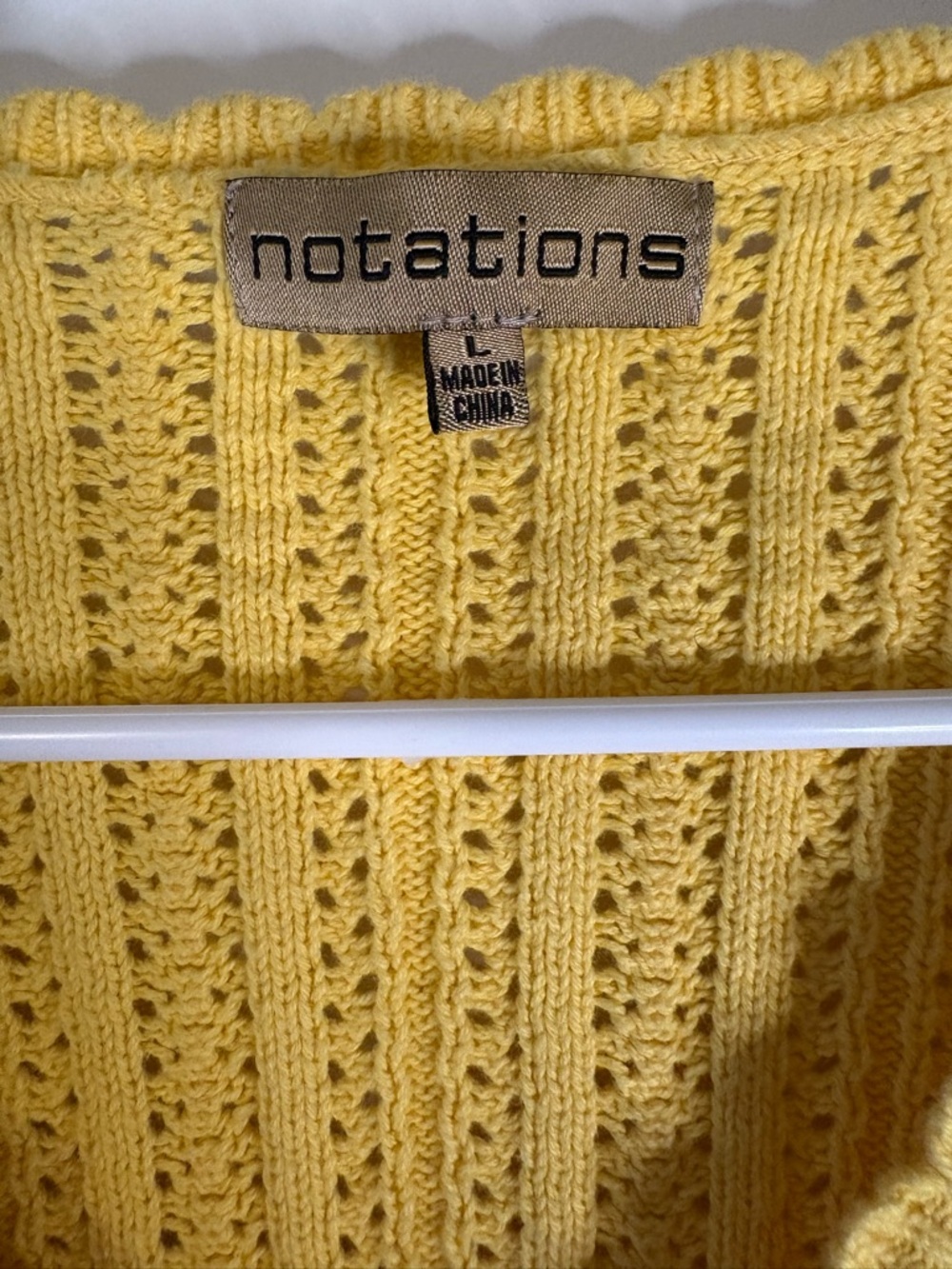 NOTATIONS Bright Yellow Pointelle Button Cardigan - Picture 4 of 4